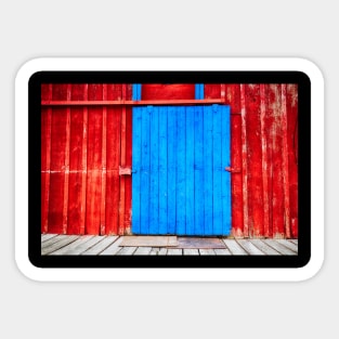 Blue Door On Red Sticker